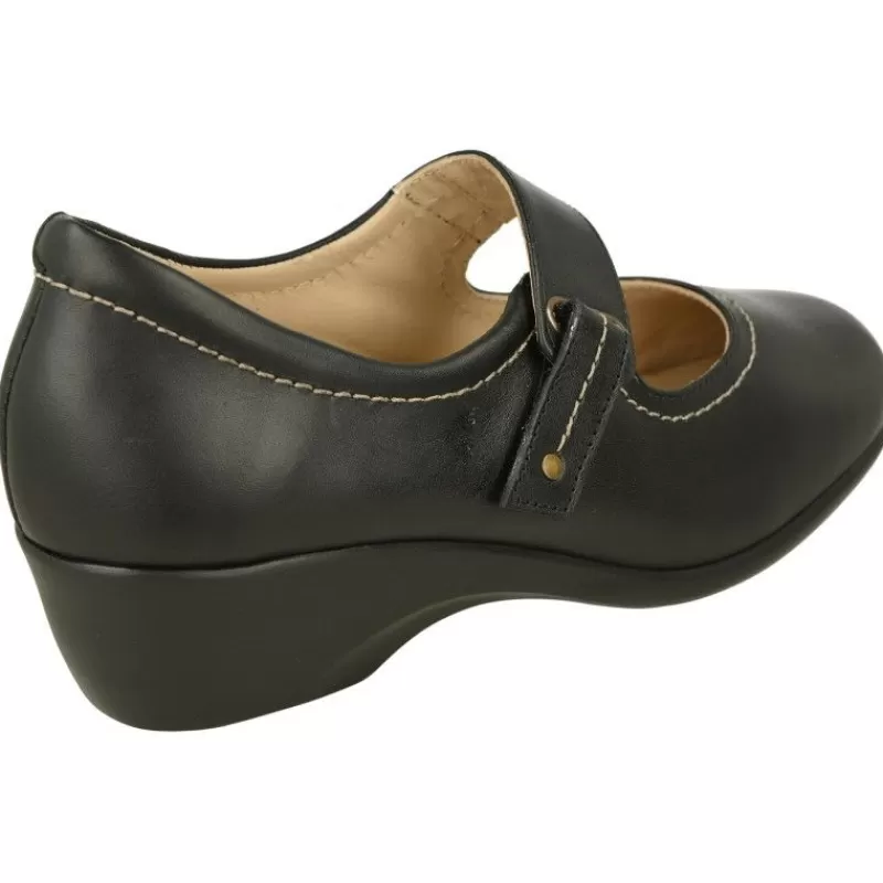 Calzamedi Zapatos Con Pulsera-Pulsera De En Piel De Cordero Y Pala Lisa Con Pespunte Contrastado, Piso De Poliuretano Y Planta De Descanso Extraible Negro