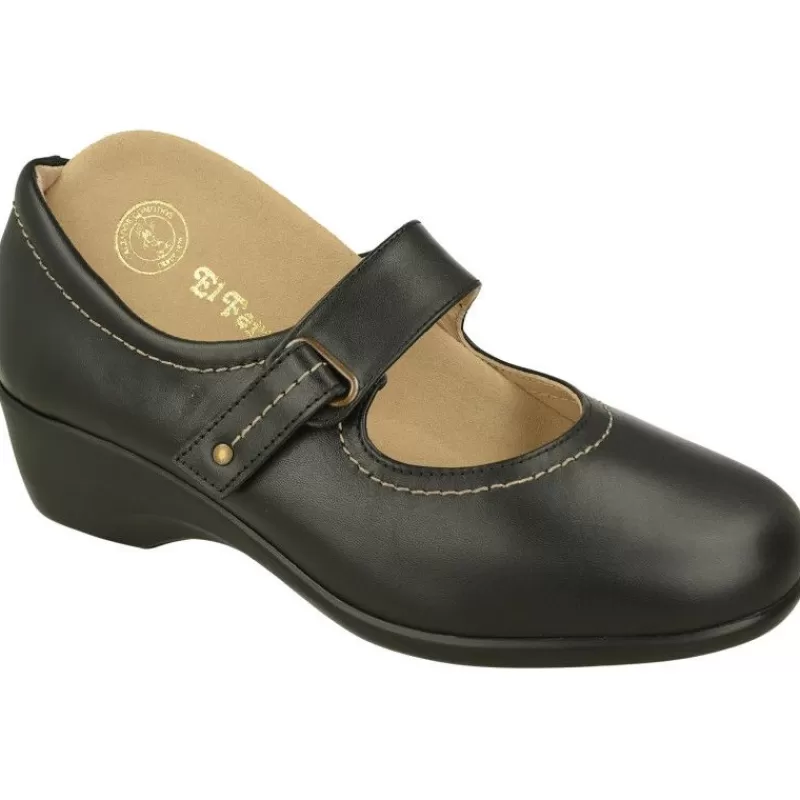 Calzamedi Zapatos Con Pulsera-Pulsera De En Piel De Cordero Y Pala Lisa Con Pespunte Contrastado, Piso De Poliuretano Y Planta De Descanso Extraible Negro