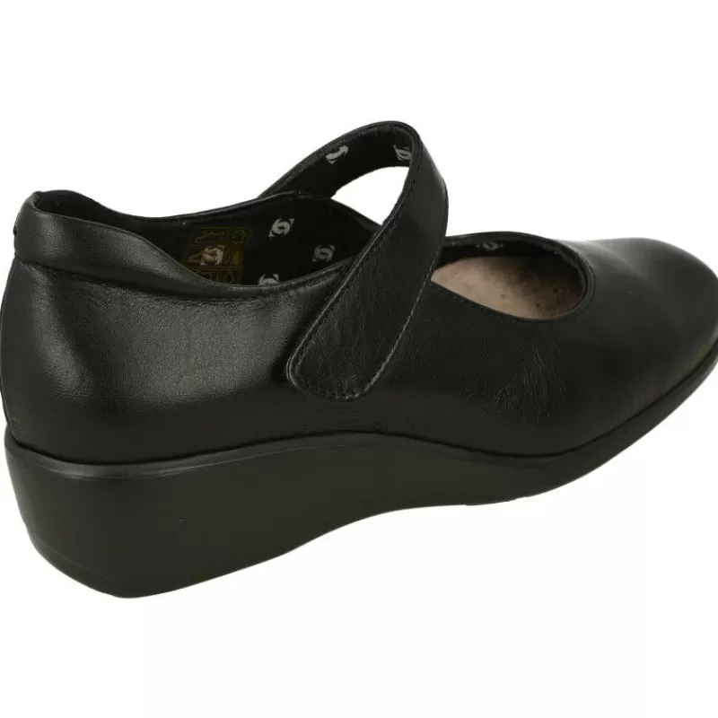 Comfort Class Zapatos Con Pulsera-Pulsera De De Corte Liso Con Tira De Velcro, Piso De Cuna Poliuretano Y Planta Extraible Negro