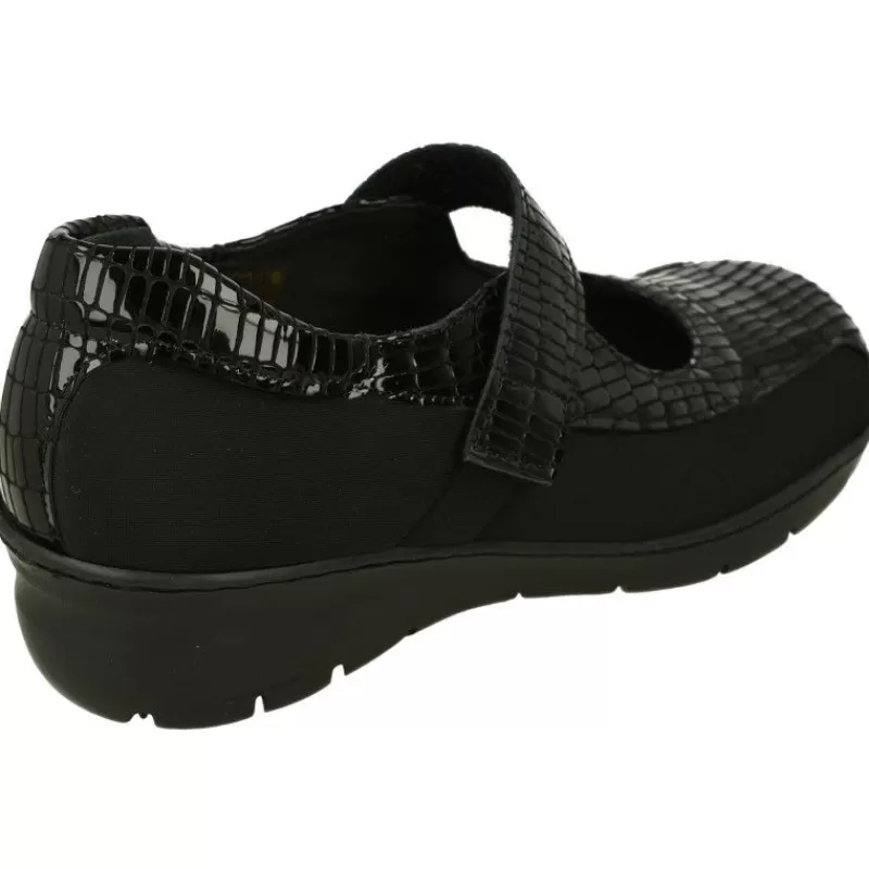 Comfort Class Zapatos Con Pulsera-Pulsera De De Lycra Elastica Combinada Con Coco Charol Y Piso De Poliuretano Aligerado. Planta Extraible Negro