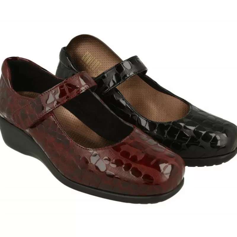 Comfort Class Zapatos Con Pulsera-Pulsera De En Piel Coco Charol Con Ajuste De Tira De Velcro Y Piso Aligerado Con Planta De Descanso Extraible