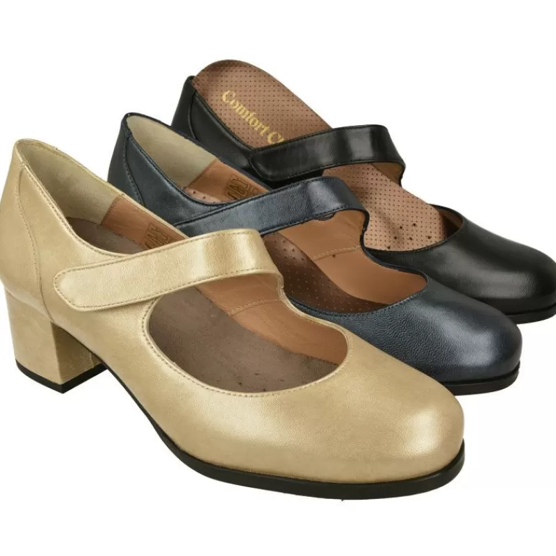 Comfort Class Zapatos Con Pulsera-Pulsera De Confort Class Con Ajuste Por Tira De Velcro. Tacon De Base Ancha Con Planta De Descanso Extraible Y Piso De Goma