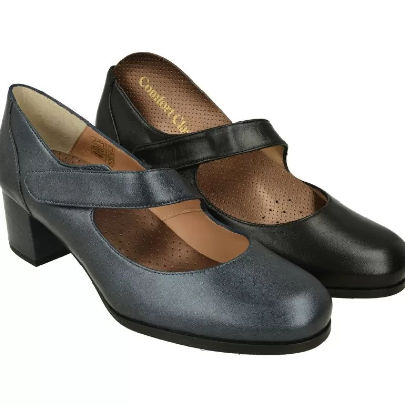 Comfort Class Zapatos Con Pulsera-Pulsera De Confort Class Con Ajuste Por Tira De Velcro. Tacon De Base Ancha Con Planta De Descanso Extraible Y Piso De Goma