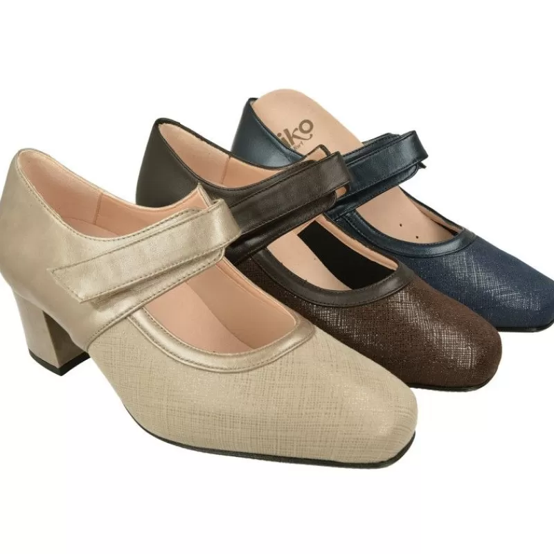 RIKO Zapatos Con Pulsera-Pulsera De Rico Con Ajuste De Velcro Y Pala Elastica. Planta De Descanso Extraible Y Tacon Forrado De Base Ancha