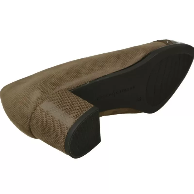Doctor Cutillas Zapatos Ancho Especial-Salón De Combinado Con Puntera Recta Y Tacon Forrado. Planta Descanso Extraible Y Horma De Ancho 12 Taupe