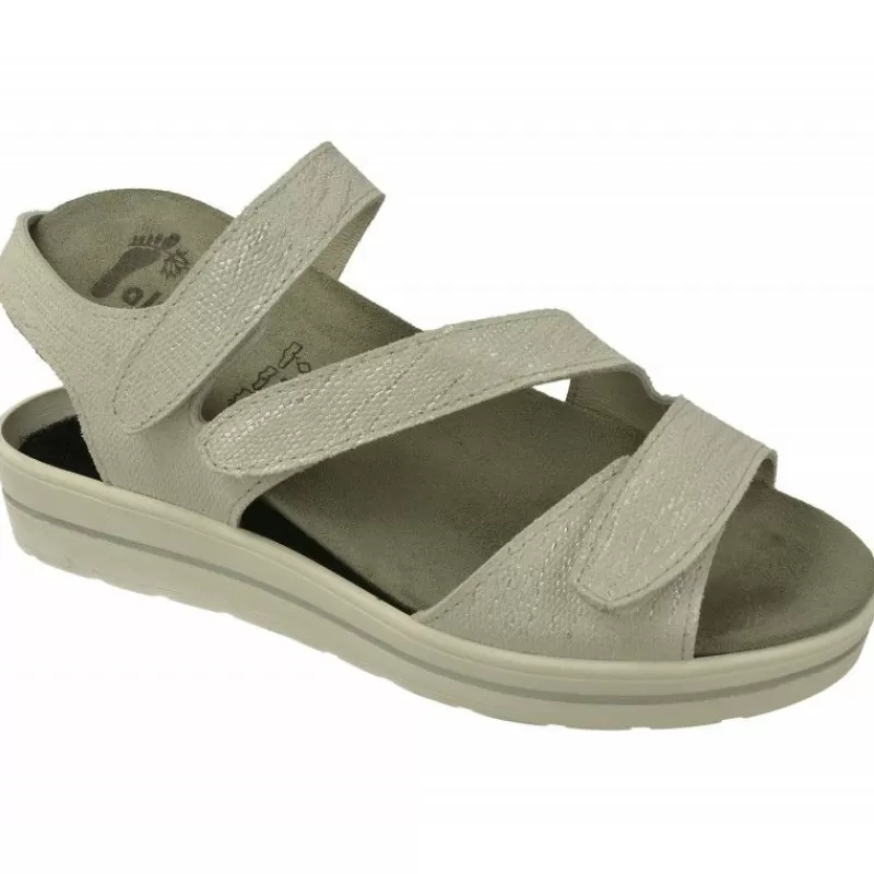 Alviflex Sandalias-Sandalia De De Tiras Cruzadas Con Velcro Ajustable. Planta Anatomica De Gran Descanso Extraible Y Piso De Poliuretano M Plata