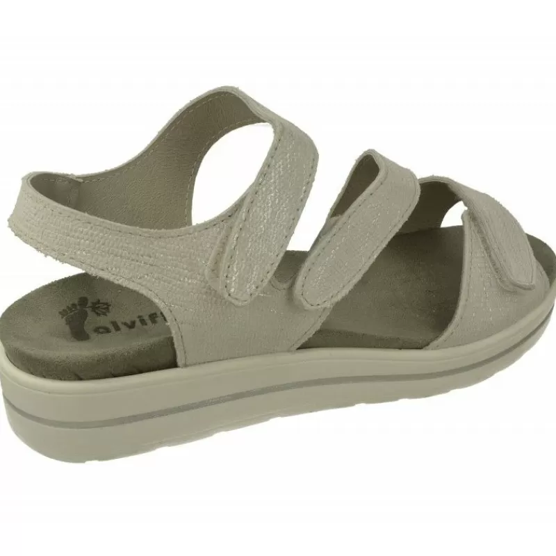 Alviflex Sandalias-Sandalia De De Tiras Cruzadas Con Velcro Ajustable. Planta Anatomica De Gran Descanso Extraible Y Piso De Poliuretano M Plata