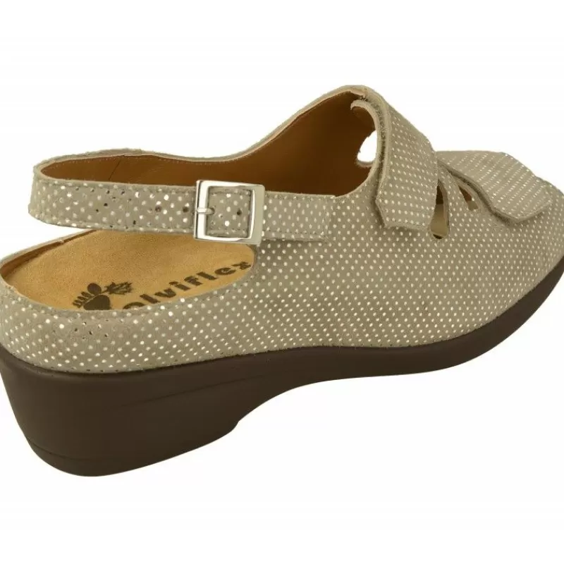 Alviflex Sandalias-Sandalia De En Piel Grabado Con Doble Velcro Ajustable En Ancho 14 Y Planta Movible