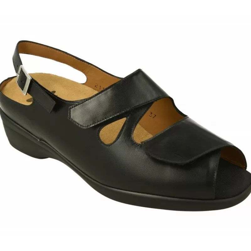 Alviflex Sandalias-Sandalia De En Piel Grabado Con Doble Velcro Ajustable En Ancho 14 Y Planta Movible