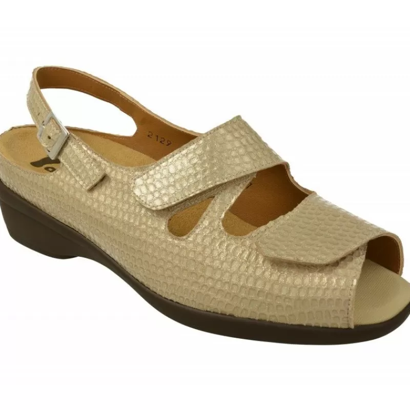 Alviflex Sandalias-Sandalia De En Piel Grabado Con Doble Velcro Ajustable En Ancho 14 Y Planta Movible