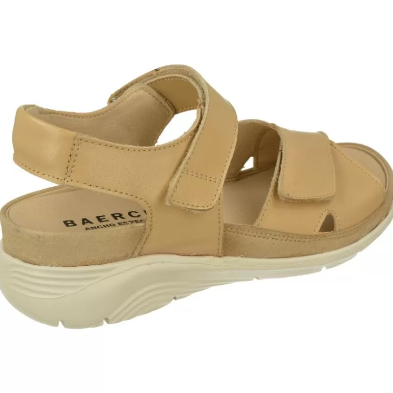 Baerchi Sandalias-Sandalia De Con Doble Tira De Velcro Ajustable En Piel Vacuna, Planta Anatomica Extraible Y Piso De Poliuretano