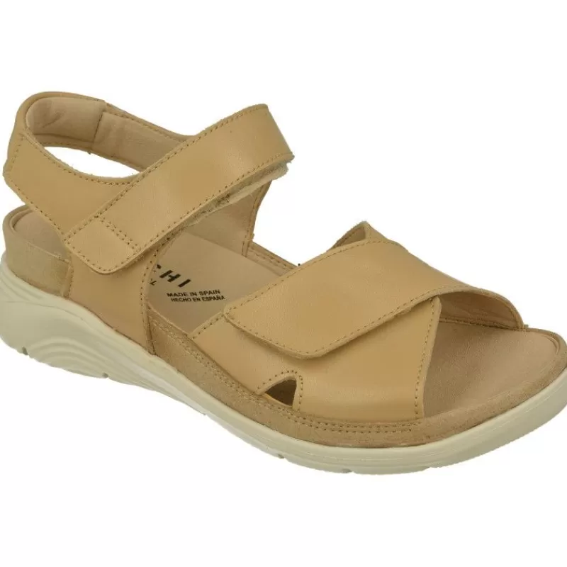 Baerchi Sandalias-Sandalia De Con Doble Tira De Velcro Ajustable En Piel Vacuna, Planta Anatomica Extraible Y Piso De Poliuretano