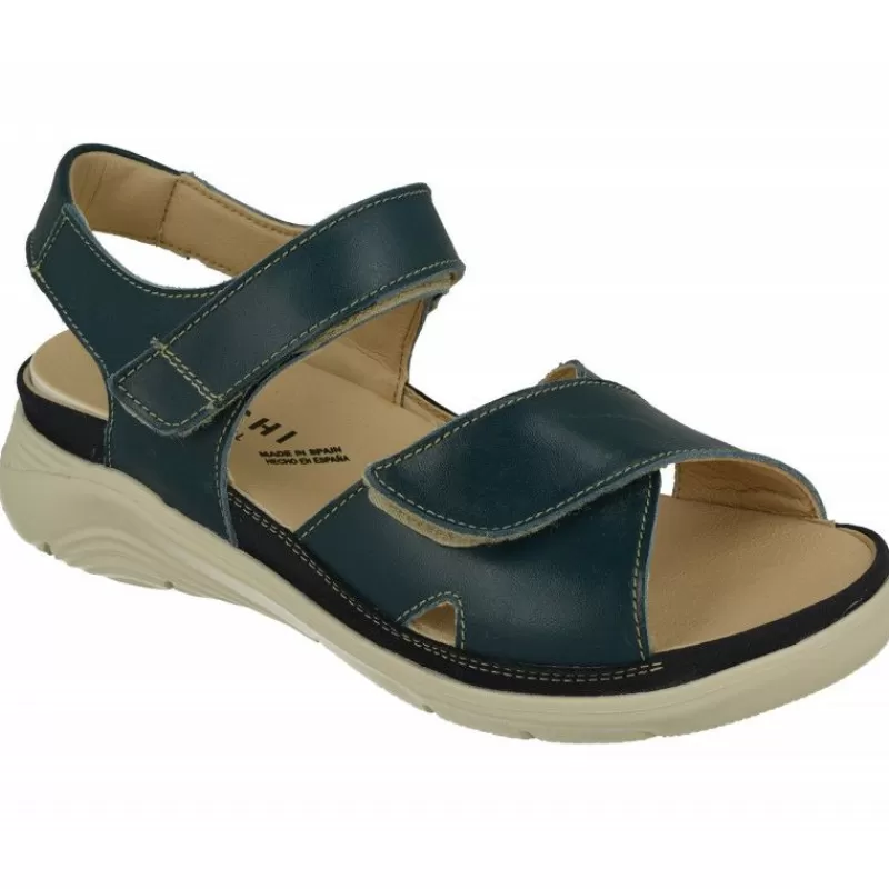 Baerchi Sandalias-Sandalia De Con Doble Tira De Velcro Ajustable En Piel Vacuna, Planta Anatomica Extraible Y Piso De Poliuretano