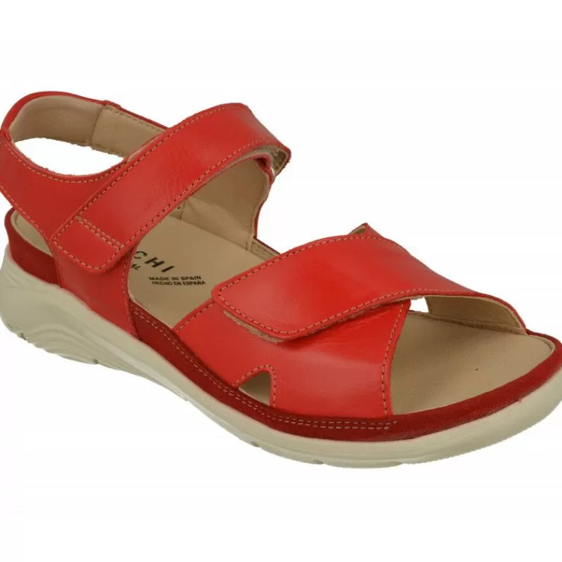 Baerchi Sandalias-Sandalia De Con Doble Tira De Velcro Ajustable En Piel Vacuna, Planta Anatomica Extraible Y Piso De Poliuretano