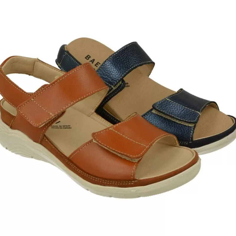 Baerchi Sandalias-Sandalia De Con Doble Tira De Velcro Ajustable En Piel Vacuna Y Piso De Poliuretano Con Planta Extraible
