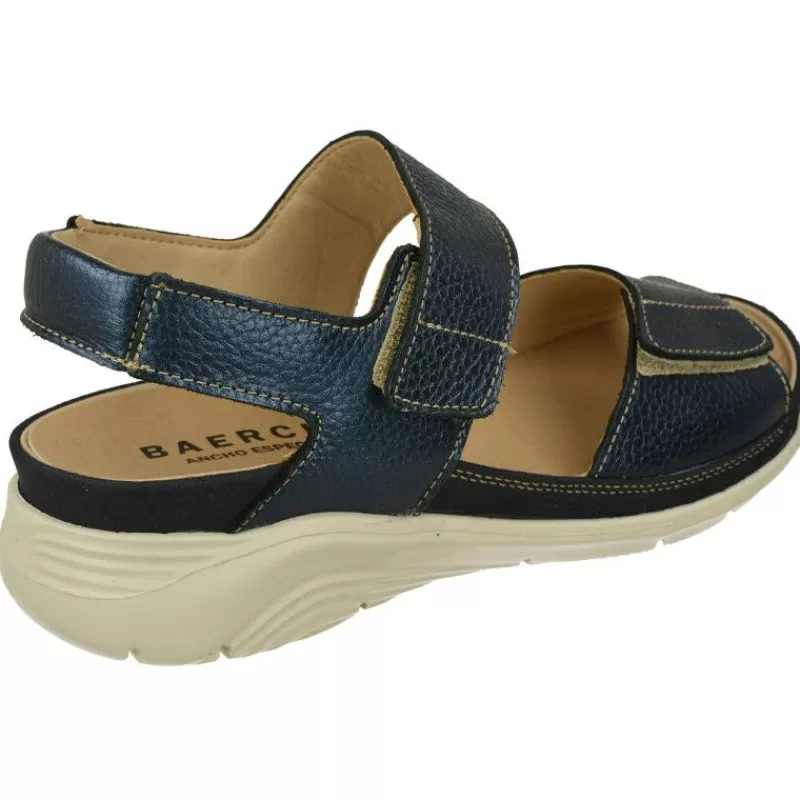 Baerchi Sandalias-Sandalia De Con Doble Tira De Velcro Ajustable En Piel Vacuna Y Piso De Poliuretano Con Planta Extraible