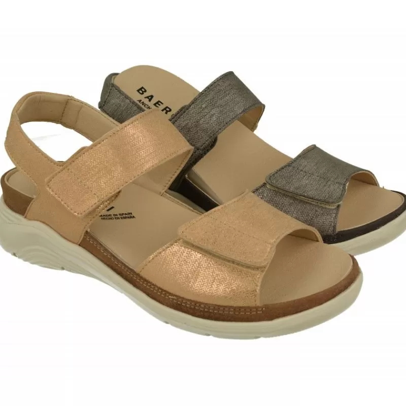 Baerchi Sandalias-Sandalia De Con Doble Tira De Velcro Ajustable, Planta Anatomica Y Forro De Piel Interior Transpirable.