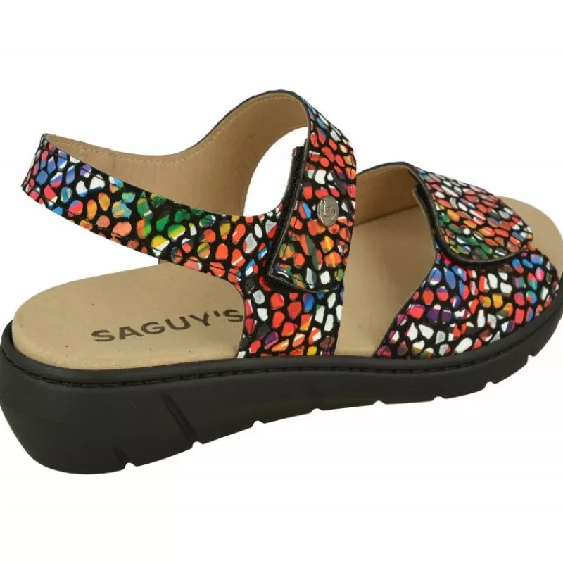 Calzamedi Sandalias-Sandalia De En Piel Vidriera Con Doble Tira De Velcro Ajustable Y Planta De Descanso Movible. Negro