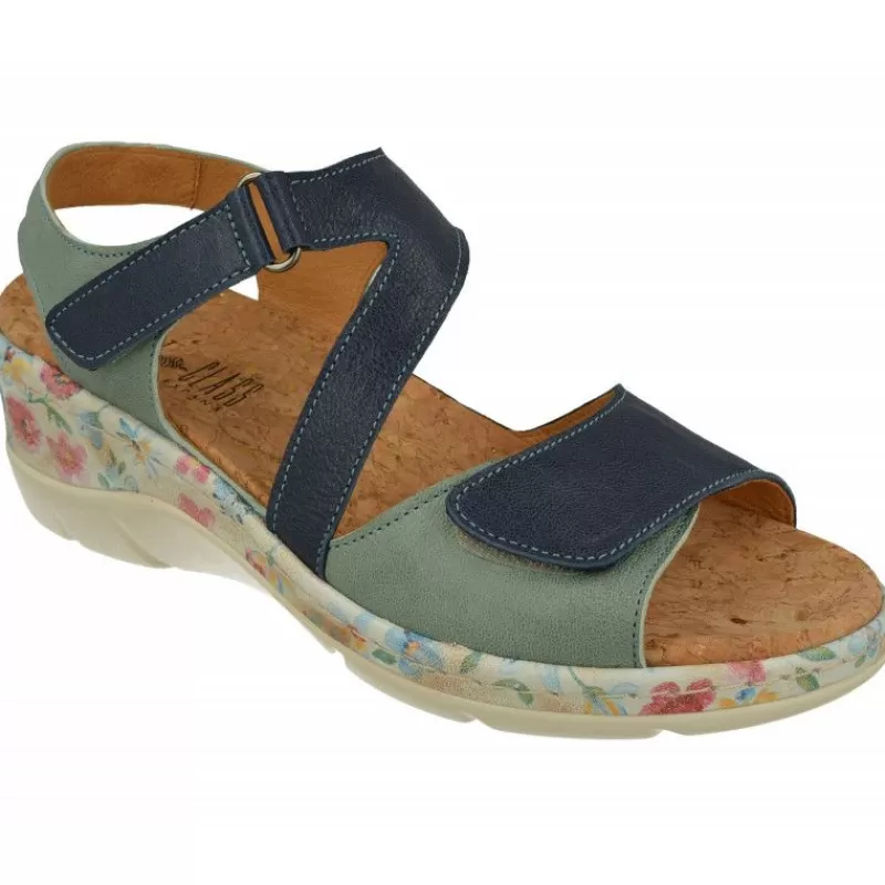 Comfort Class Sandalias-Sandalia De En Piely Nobuck Combinada Con Tiras Cruzadas De Velcro Ajustable Y Cuna Alta Estampada Flores