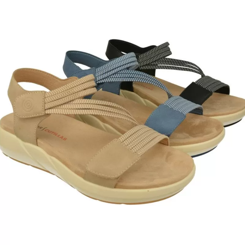 Doctor Cutillas Sandalias-Sandalia De Con Tiras De Tejido Elastico Y Doble Ajuste De Velcro, Planta Anatomica Y Piso De Amortiguacion