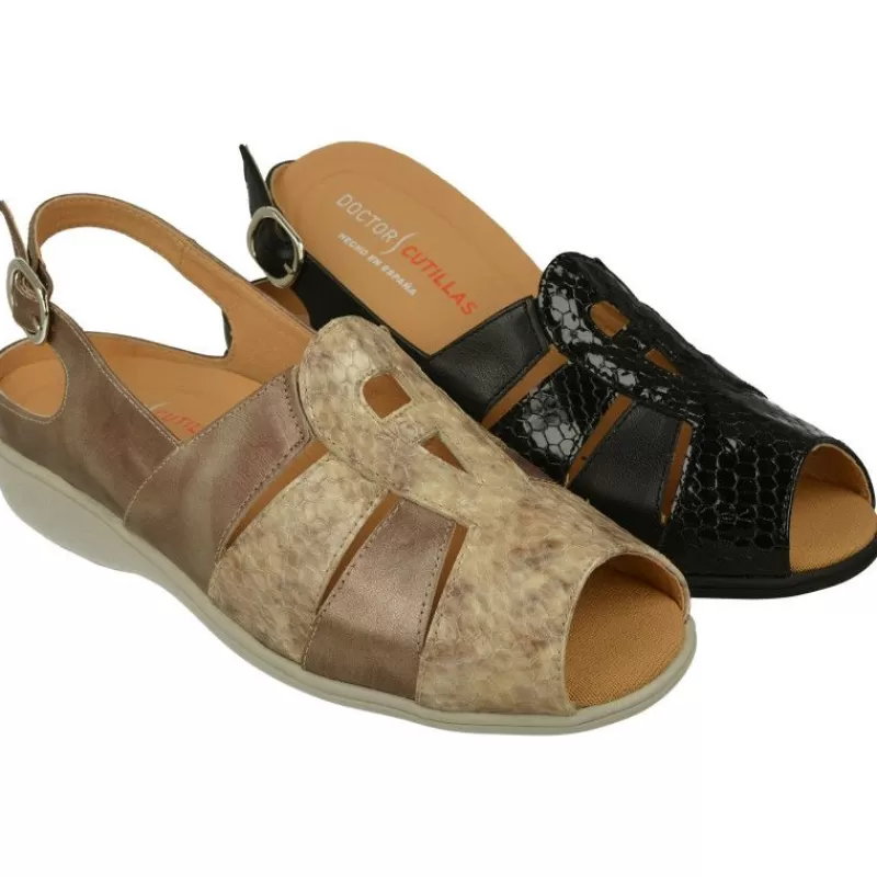 Doctor Cutillas Sandalias-Sandalia De De Tiras Cruzadas En Piel Combinada. Horma Muy Confortable Y Plantilla Anatomica Extraible