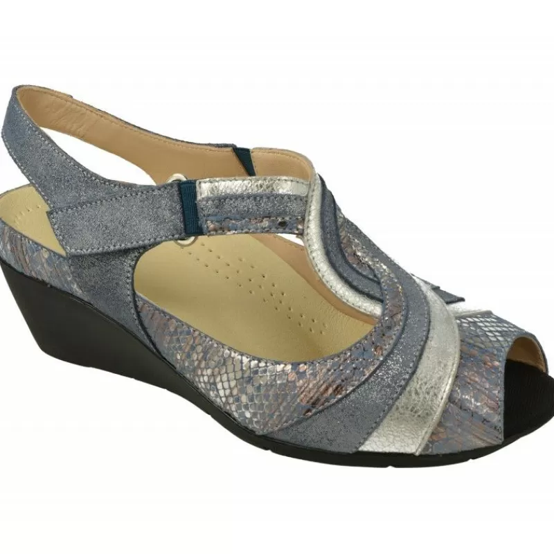 Drucker Calzapedic Sandalias-Sandalia De Drucker En Piel Y Tiras Abotinadas Con Ajuste Velcro Tobillo En Cuna De Caucho Y Planta De Descanso Extraible