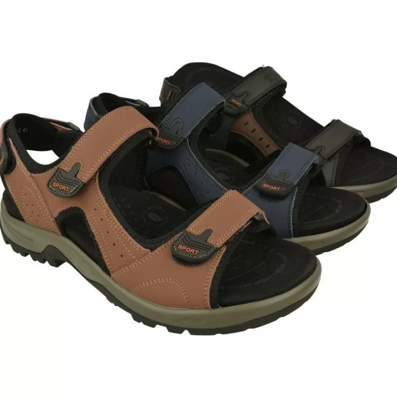 G Comfort Sandalias-Sandalia De En Piel Con Ajuste De Velcros Piel Engrasada Y Planta De Descanso Con Piso De Amortiguacion