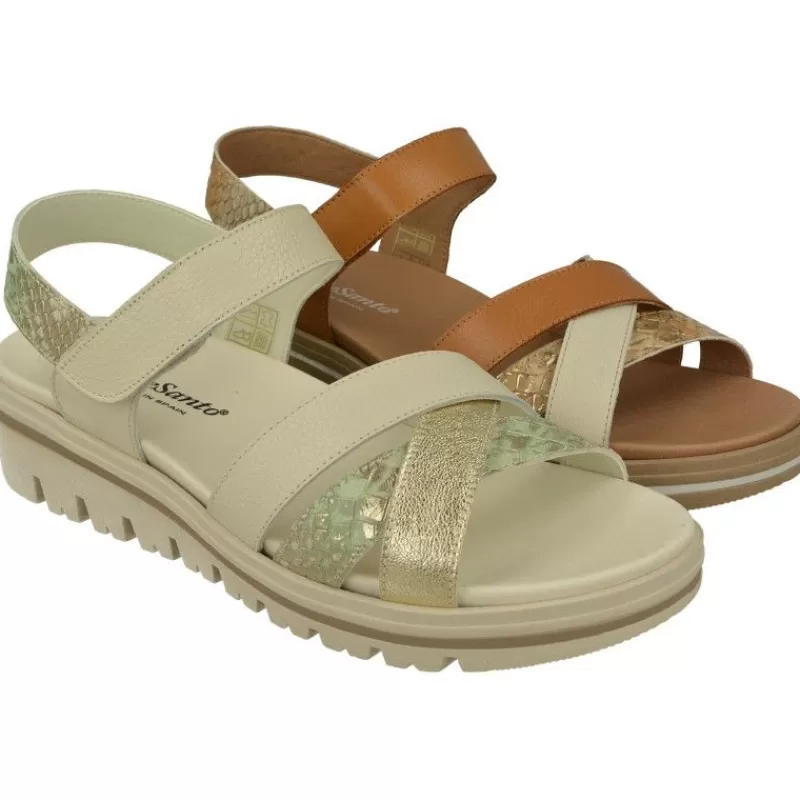 PieSanto Sandalias-Sandalia De De Tiras Cruzadas Con Planta Anatomica Extraible Y Cuna De Caucho De Gran Absorcion De Impacto