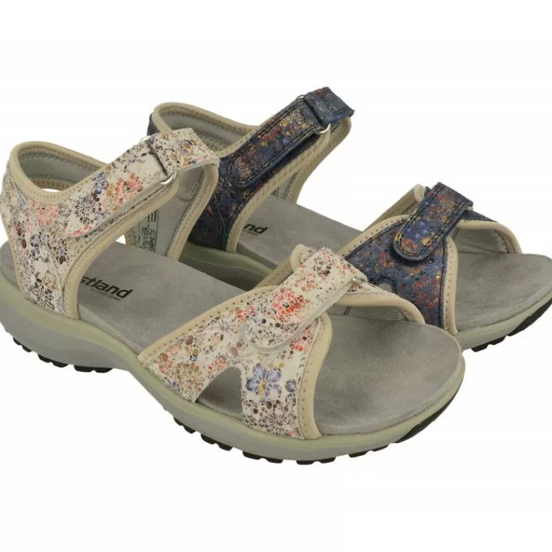 WESTLAND BY JOSEF SEIBEL antes ROMIKA Sandalias-Sandalia De Wesland Antes Romika Con Doble Velcro Ajustable En Piel Estampada Pico De Caucho Y Planta Anatomica De Descanso
