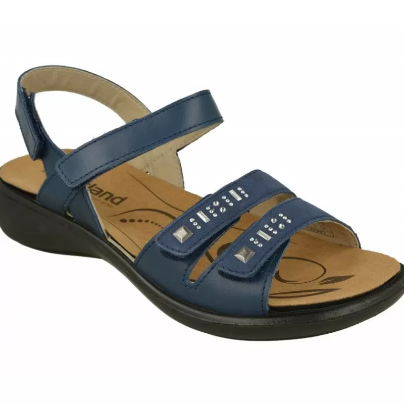 WESTLAND BY JOSEF SEIBEL antes ROMIKA Sandalias-Sandalia De Westland Antes Romika En Piel Estampada Con Triple Ajuste De Velcro, Planta De Descanso Extraible Y Piso De Caucho