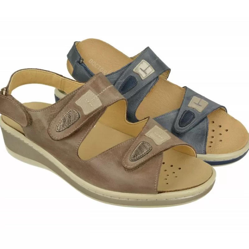 Doctor Cutillas Sandalias-Sandalia Del Con Doble Tira De Velcro En Pala De Piel Engrasada Con Planta Extraible Movible Y Poliuretano