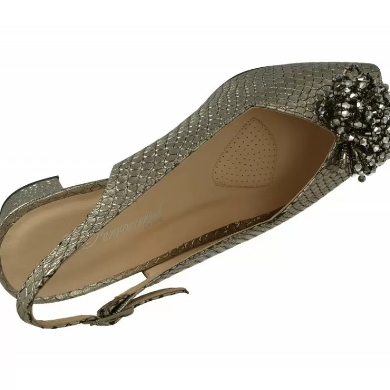 Juan Maestre Sandalias-Sandalia Vestir De En Piel Grabada Metal Con Mona En Escote Y Tacon 5Cm, Ancho Especial