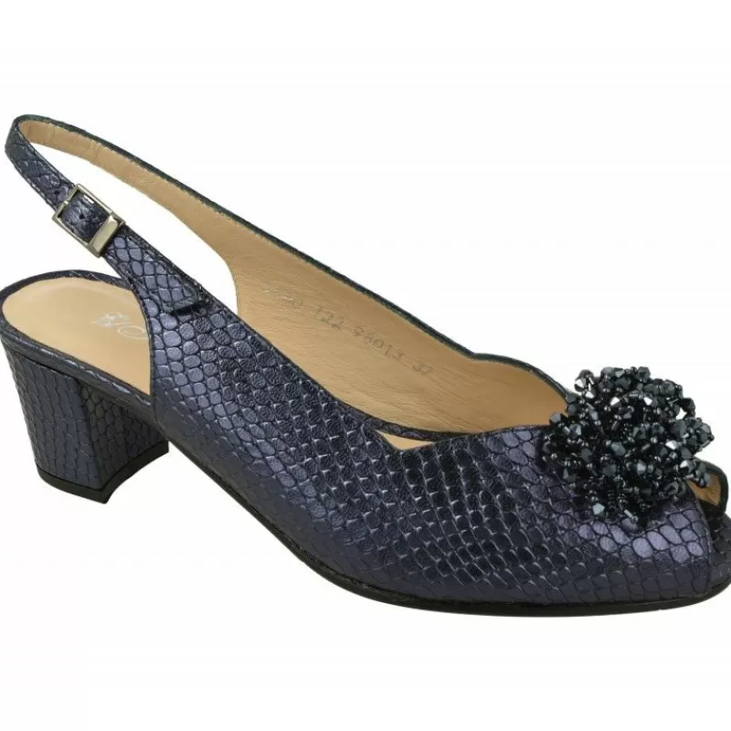 Juan Maestre Sandalias-Sandalia Vestir De En Piel Grabada Metal Con Mona En Escote Y Tacon 5Cm, Ancho Especial