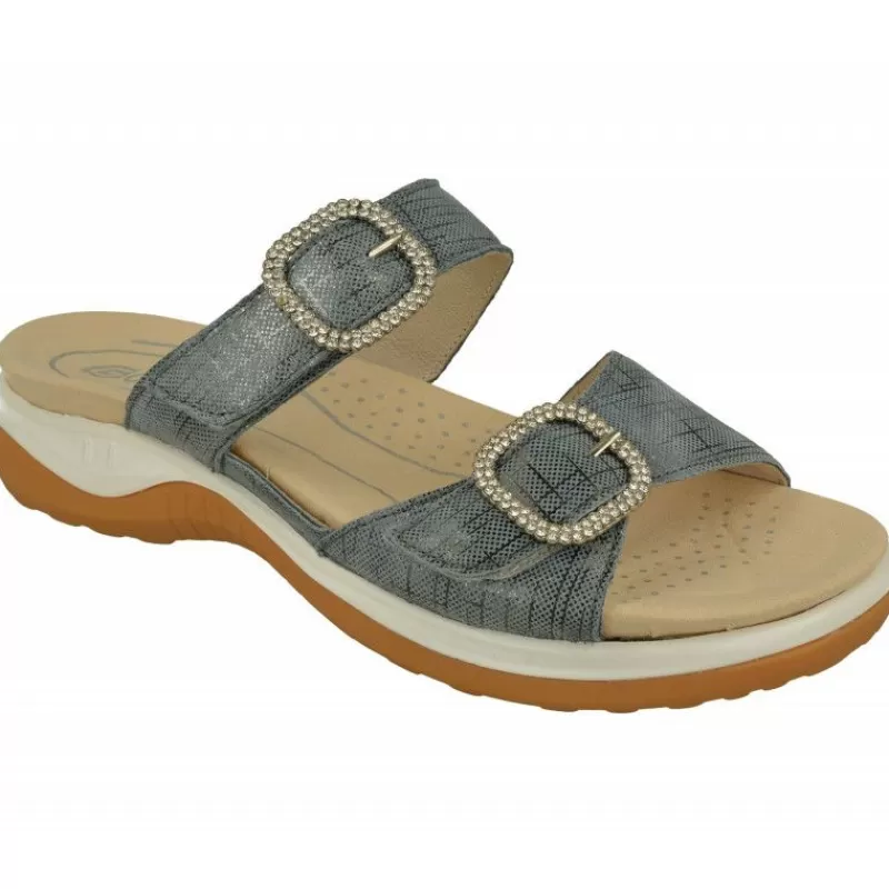 G Comfort Sandalias-Sandalia Zueco De De Doble Tira Ajustable En Piel Estampada, Planta Anatomica Extraible Y Piso De Caucho