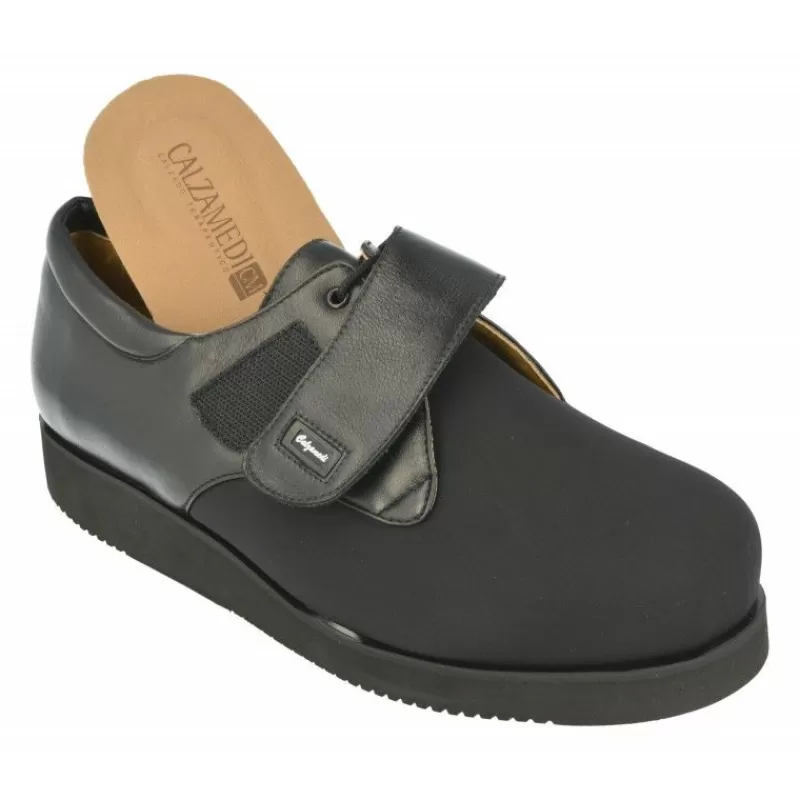 Calzamedi Velcros-Velcro De Con Cordon Y Pala Elastica Ancho 16 Especial Pie Diabetico. Negro