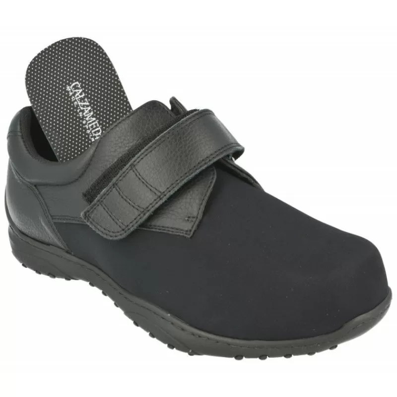 Calzamedi Velcros-Velcro De Con Pala De Lycra Elastica, Especial Pie Diabetico. Negro
