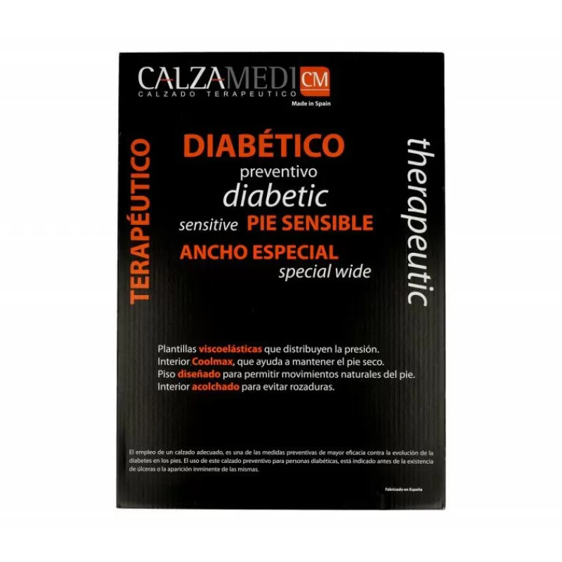 Calzamedi Velcros-Velcro De Con Pala De Lycra Elastica, Especial Pie Diabetico. Negro