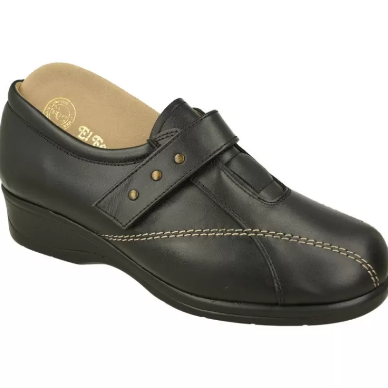 Calzamedi Velcros-Velcro De Con Pespuntes Contrastado Y Pala Lisa, Piso De Poliuretano Gran Superficie De Apoyo Y Planta Anatomica Extra Negro