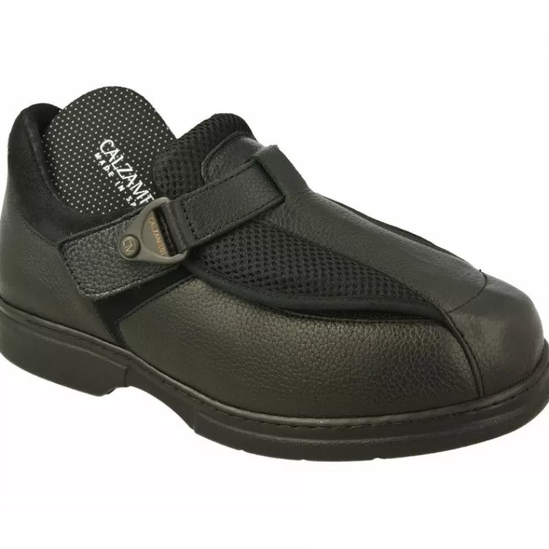 Calzamedi Velcros-Velcro De En Horma De Ancho 15 Con Apertura Total Especial Pies Sensibles Y Deformados Con Piso De Descanso Negro