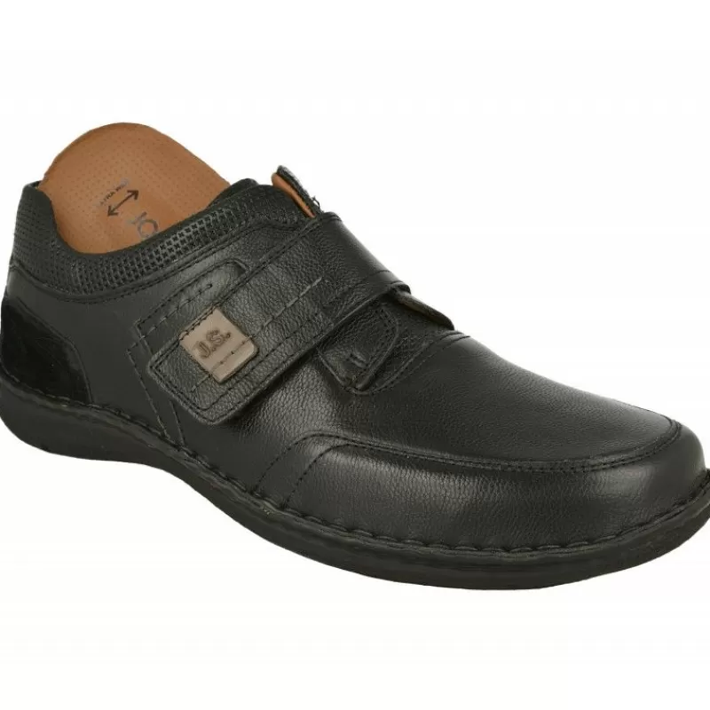 Josef Seibel Velcros-Velcro De En Piel Vacuna Con Planta De Descanso Para Pies Grandes Y Anchos Con Piso Y Planta De Descanso Negro