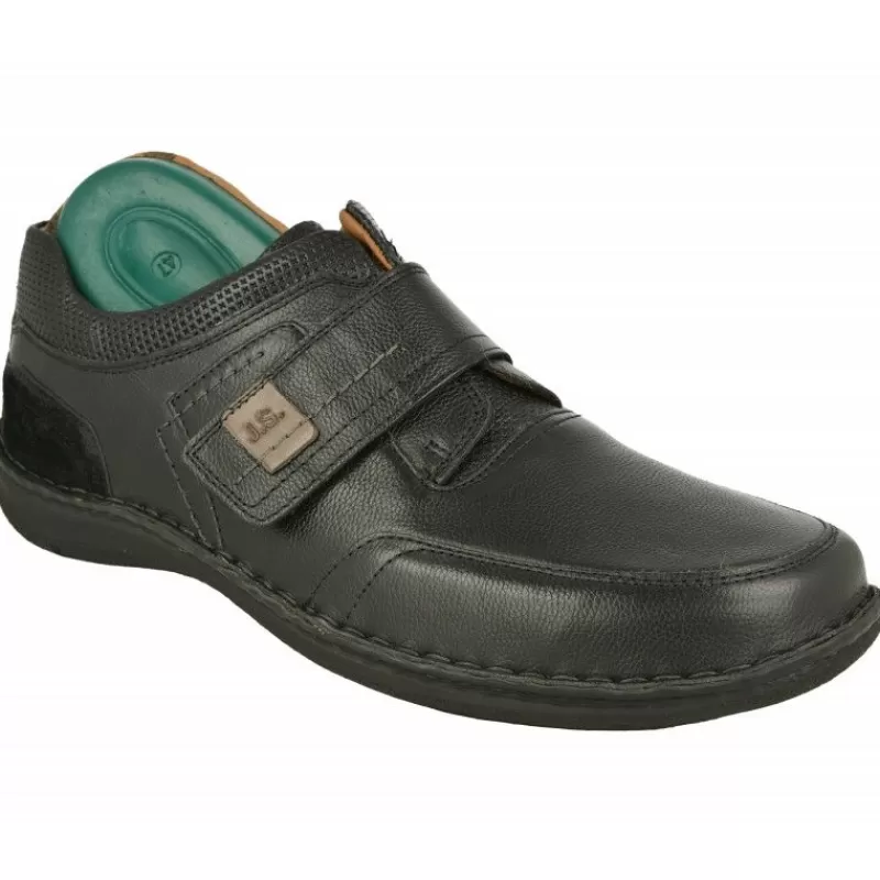 Josef Seibel Velcros-Velcro De En Piel Vacuna Con Planta De Descanso Para Pies Grandes Y Anchos Con Piso Y Planta De Descanso Negro