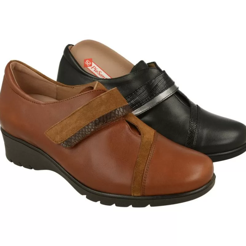 PieSanto Velcros-Velcro De De Piel Combinada Con Piso De Caucho Y Horma De Ancho Especial Con Planta Extraible