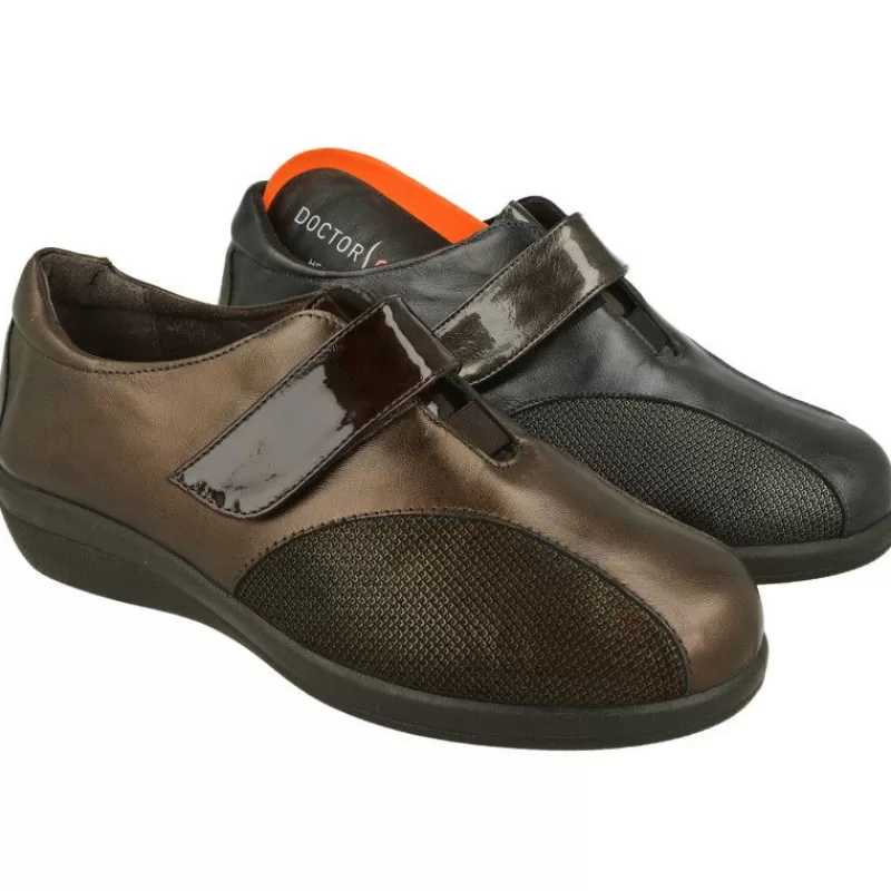 Doctor Cutillas Velcros-Velcro Del Combinado En Piel Metal Y Grabado. Horma De Ancho 13 Con Planta Extraible Y Piso De Cuna De Caucho