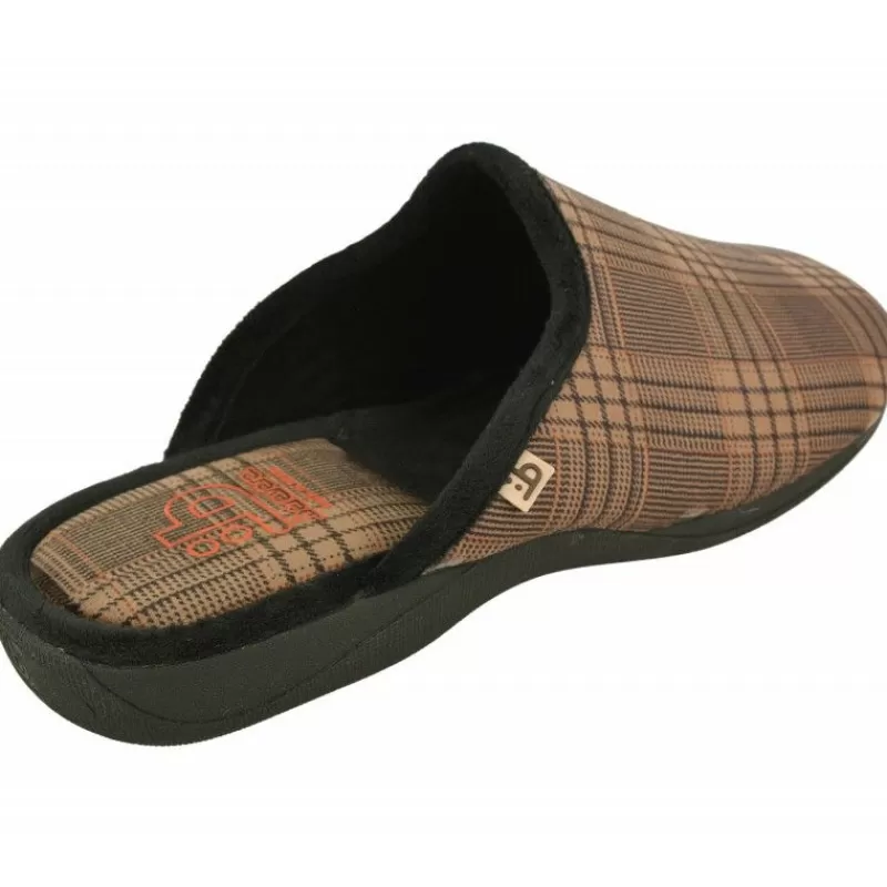 Berevere Chinelas-Zapatilla Chinela De En Pano Teriopelo Cuadros Con Piso De Caucho Y Horma De Ancho Especial