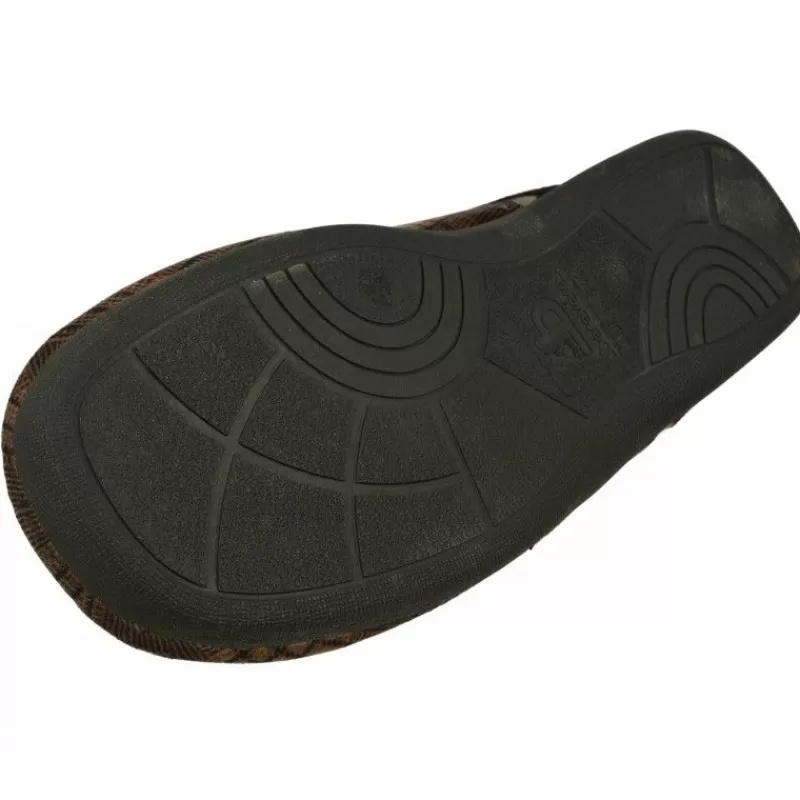 Berevere Chinelas-Zapatilla Chinela De En Pano Teriopelo Cuadros Con Piso De Caucho Y Horma De Ancho Especial