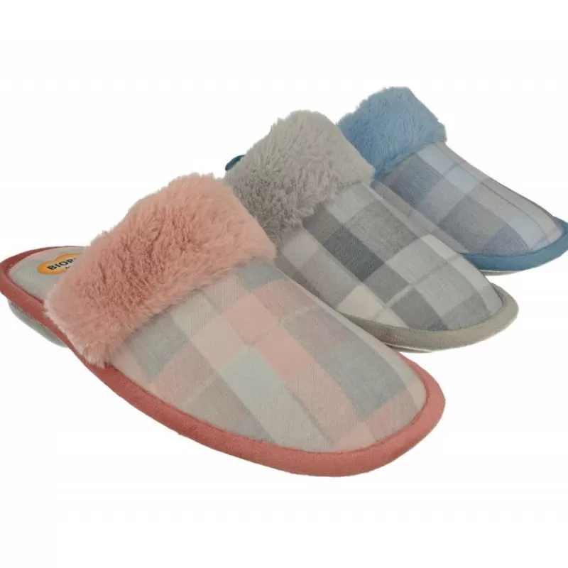 Cosdam Chinelas-Zapatilla Chinela De Biorelax En Pano Cuadros Con Planta De Descanso Y Piso De Goma