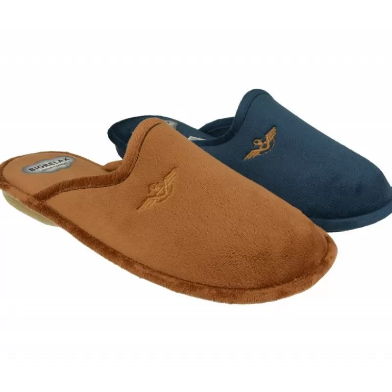 Cosdam Chinelas-Zapatilla Chinela De Con Suela Y Planta Biorelax En Pano Liso De Dacha Con Bordado Lateral