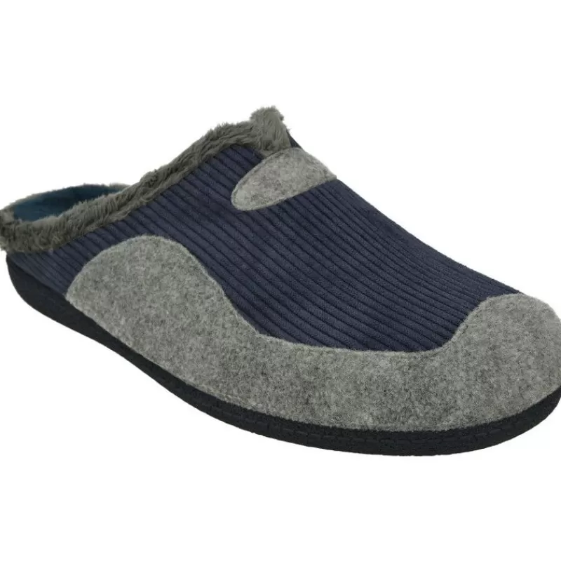 Garzon Chinelas-Zapatilla Chinela De Combinada Pala Pana Con Pano Y Planta De Latex Con Piso De Caucho En Ancho Especial Marino