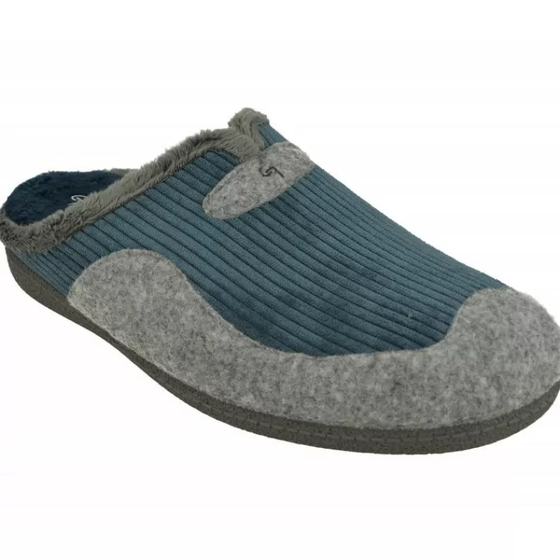 Garzon Chinelas-Zapatilla Chinela De Combinada Pala Pana Con Pano Y Planta De Latex Con Piso De Caucho En Ancho Especial Marino