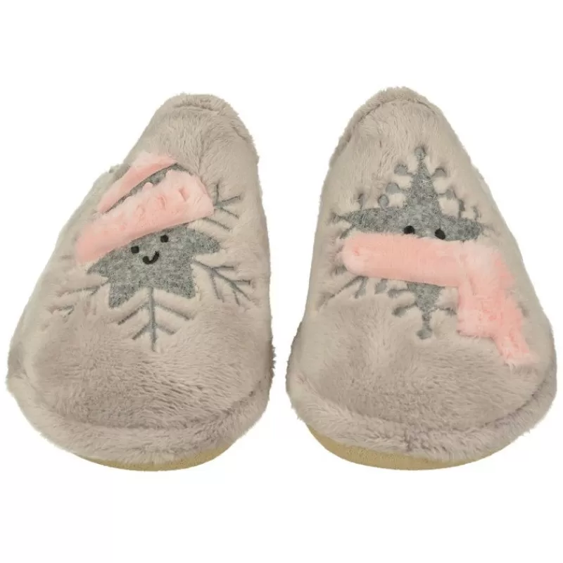 Garzon Chinelas-Zapatilla Chinela De Con Bordado Copos De Nieve En Pano Dacha Y Piso Microporoso Especial Parquet Gris